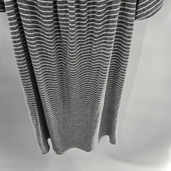 Nectar Audrey 3+1 Gray White Striped Off Shoulder Cotton Blend Mini Dress Medium - Picture 4 of 9